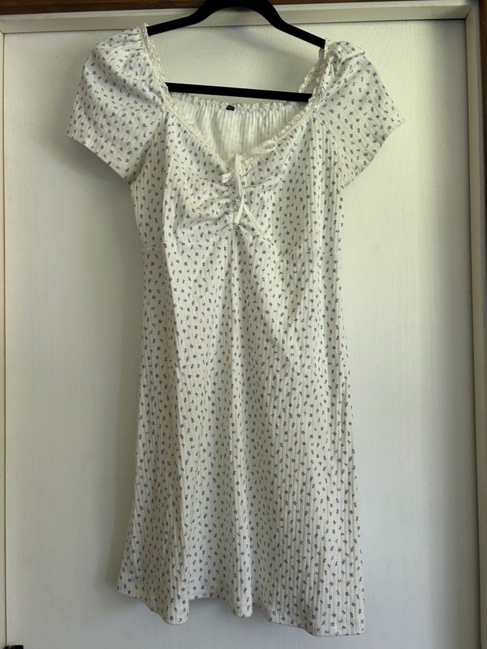 H&M Cream Mini Dress with Blue Floral Ditsy Print